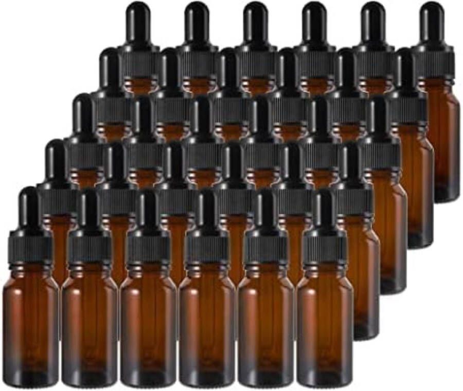 Pak van 30 pipetflesjes 20 ml amberkleurige fles met druppelaar met glazen pipet amberkleurige glazen fles apothekersfles voor etherische oliën parfumextracten vloeibare kleurstoffen