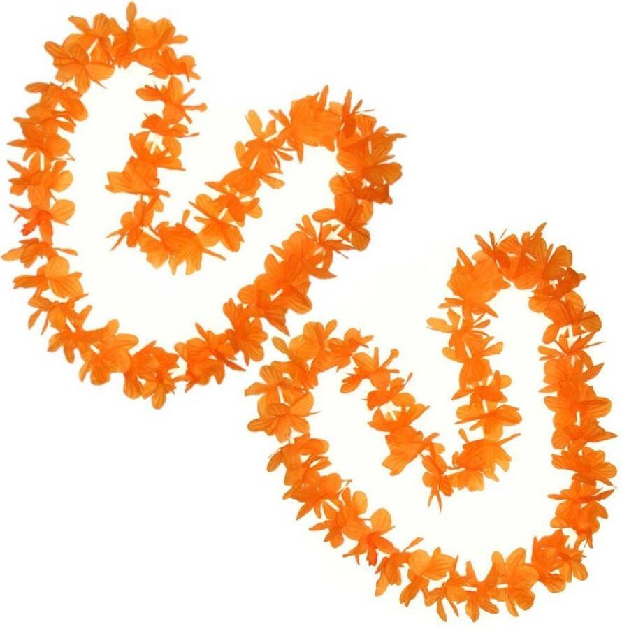 Pakket van 10x stuks oranje Hawaii krans slingers Oranje supporter feestartikelen