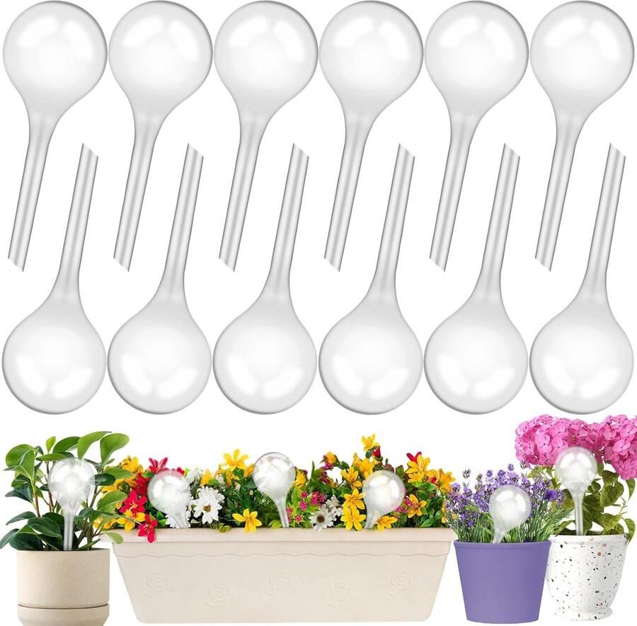 Pakket van 12 kleine plantenbewateringsballen automatisch bewateringssysteem transparante bewateringsballen voor planten voor binnen- en buitenplantenbewatering