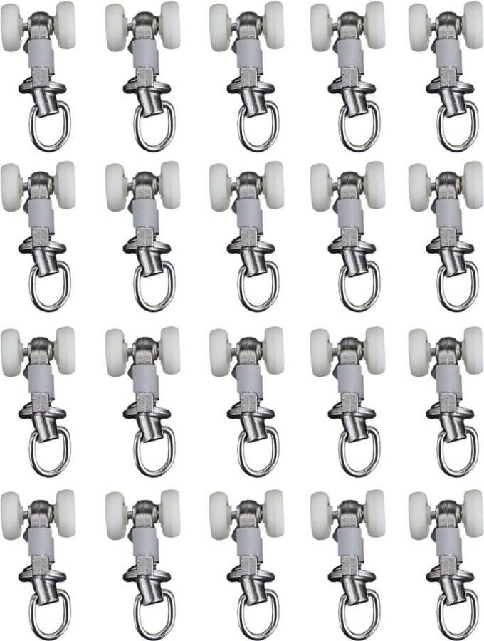Pakket van 20 gordijnrailrollen gordijnrollers gordijnbaanroller geschikt voor het ophangen van gordijnen (middelgroot formaat)