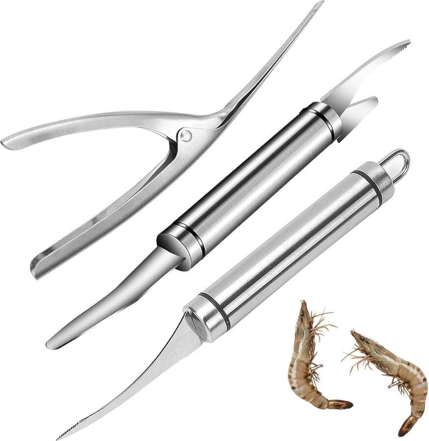 Pakket van 3 5-in-1 multifunctionele garnalenlijn viskuilmes multifunctionele dunschiller garnalenlijnmes voor het reinigen van de darmen van garnalen