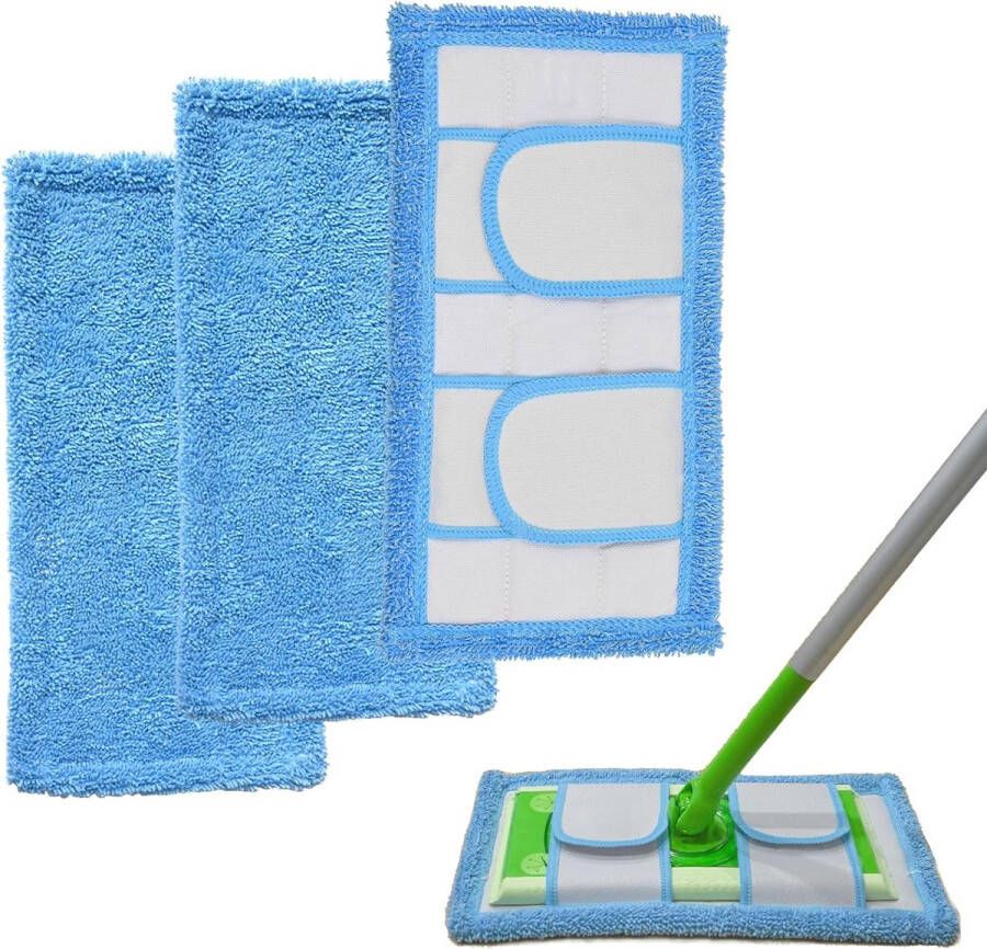 Pakket van 3 Mop Pads Microvezel Reinigingspads Compatibel met Swiffer Sweeper Nat en Droog Gebruik Herbruikbaar en Geschikt voor Veel Vloertypes