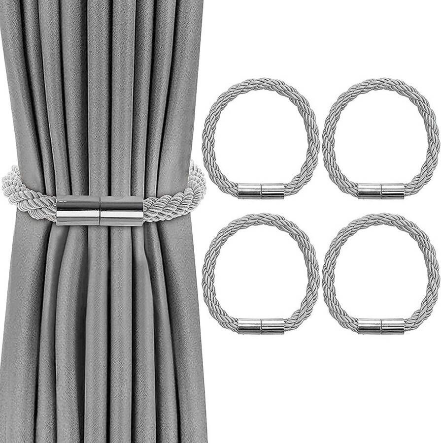 Pakket van 4 magnetische gordijnkoorden grijze koorden voor gordijnen met magneet gordijnhouders gordijnaccessoires decoratieve gordijnaccessoires