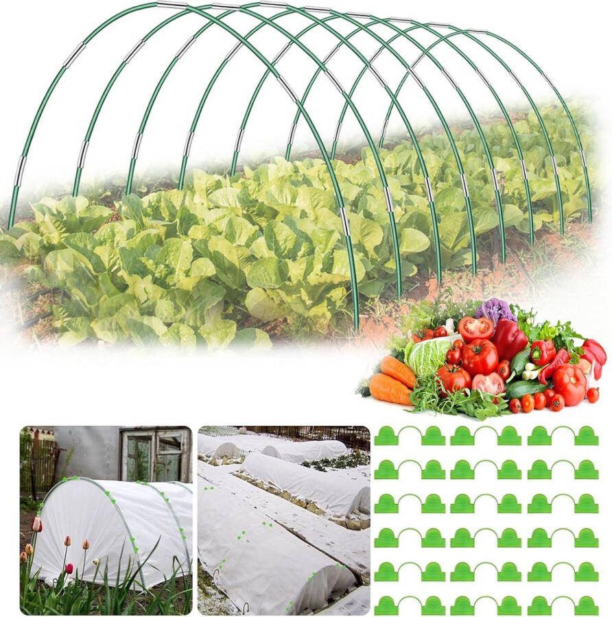 Pakket van 48 glasvezel broeikasbanden 8 sets van 8 5 FT lange tuinbanden roestvrije glasvezel broeikasbanden kweektunnel voor tuinnetten doe-het-zelf plantenondersteuning tuinpalen