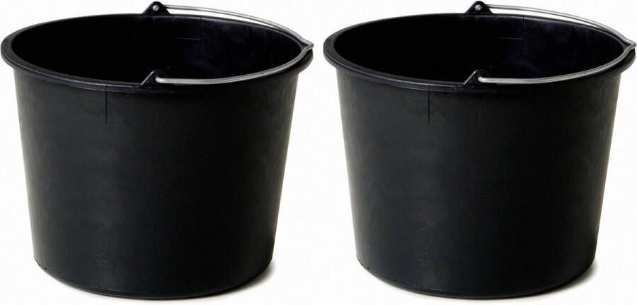 Merkloos Sans marque Pakket van 4x stuks bouwemmers specie emmers 20 liter met maatverdeling huishoudemmers