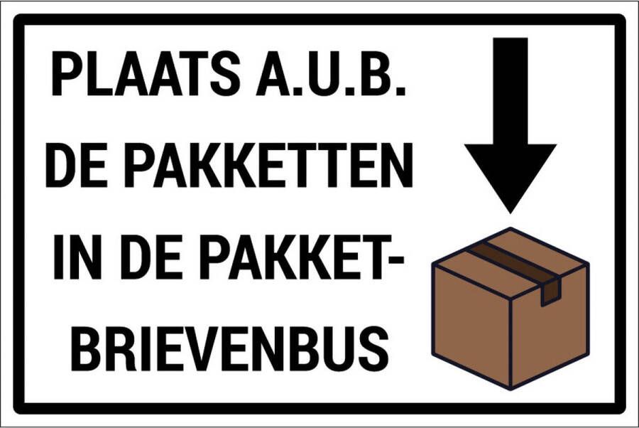 Pakketbrievenbus bord forex materiaal 30 x 20 cm wit zwart
