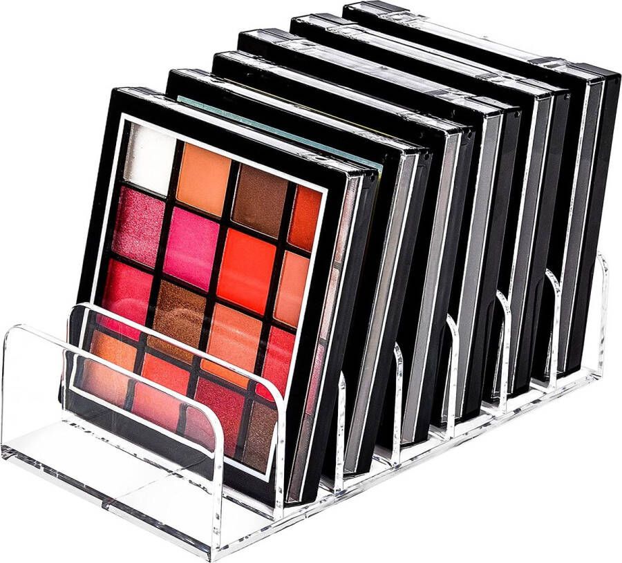 Palet Organizer 7-Sectie Verdeeld Plastic Makeup Organizer Oogschaduw Contour Blush Houder Cosmetica Opslag voor Badkamer Vanity Countertop (Transparent S)