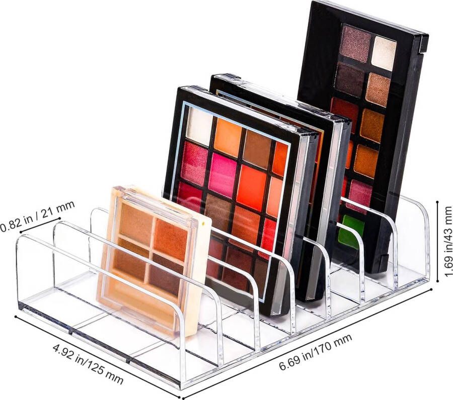 Palet Organizer 7-Sectie Verdeeld Plastic Makeup Organizer Oogschaduw Contour Blush Houder Cosmetica Opslag voor Badkamer Vanity Countertop (Transparent L)