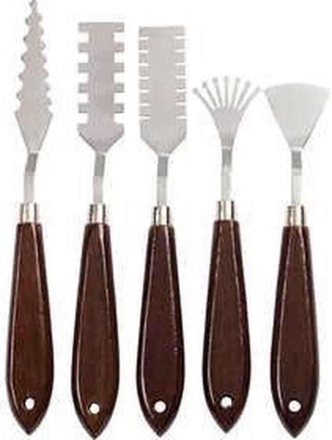 Paletmessen set met patroon l: 17-21 cm b: 2-3 cm 5stuks