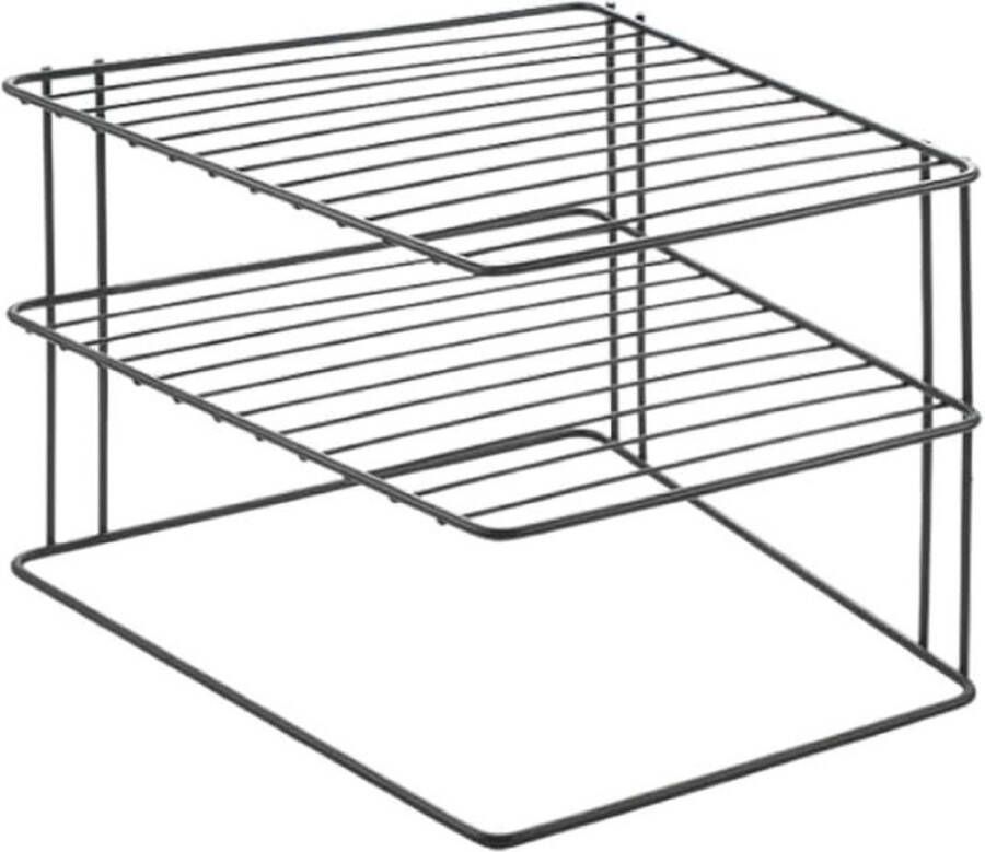 Palio Lava hoekkastinzet 2-laags 25x25x19cm TouchTherm zwart 3 PIANI hoekkastinzet opbergoplossing bordenrek