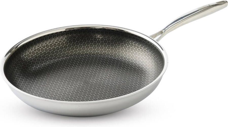 Pan 28 cm – gecoate anti-aanbak-braadpan met meerlaags materiaal geschikt voor alle warmtebronnen inclusief inductie grillpan voor koken en braden ovenvast