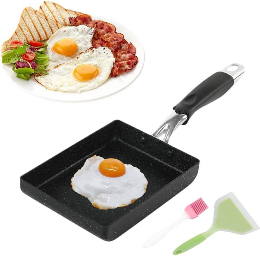 Pan Japanse antiaanbaklaag omeletpan Tamagoyaki eipan omeletpan Tamagoyaki rechthoekige Japanse pan compatibel met gasfornuis en inductie kookplaat