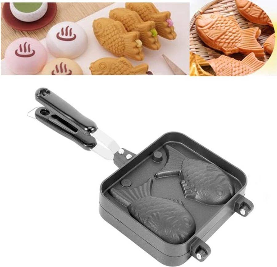 Pan wafelijzer Taiyaki visvorm taartvorm dubbele pan wafelcakevorm pannenkoeken dubbele pan braadpan met lange handgreep voor thuis DIY koken feest dessert
