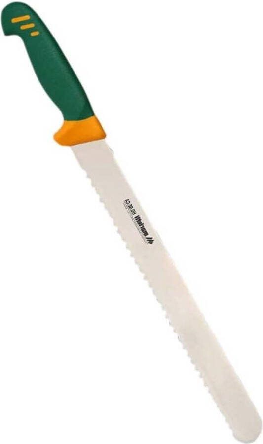 PANE broodmes gekarteld lemmet groen oranje 31 cm lemmetlengte
