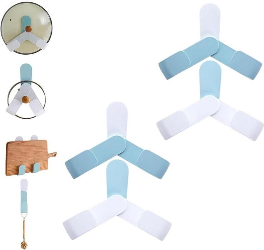 Pannendekselhouder 4 stuks voor wand zonder boren multifunctioneel draaibaar keukenorganisatie