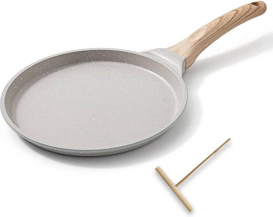 Pannenkoekenpan 20 cm pannenkoekenpan met beslagverspreider antiaanbaklaag inductie wit