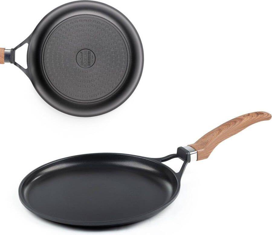 Pannenkoekenpan 28 cm geschikt voor inductie met een geprezen anti-aanbaklaag gemaakt van gegoten aluminium pannenkoekenpan met een gladde mineraallaag