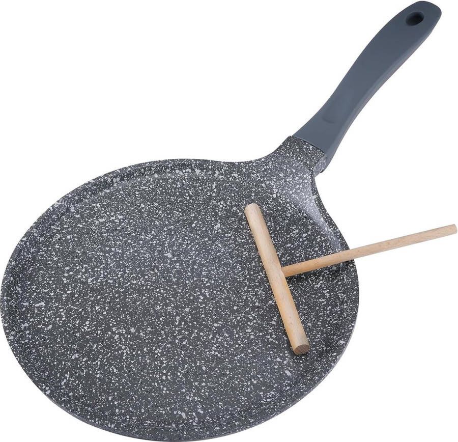 Pannenkoekenpan inductie 30 cm (binnenzijde 28 cm) pannenkoekenpan met PFAS-vrije keramische coating pannenkoekenpan gegoten aluminium braadpan voor alle warmtebronnen Sanstone