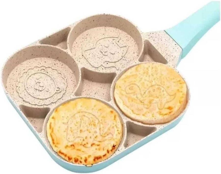 Pannenkoekenpan- Koekenpan- Voor kinderen- 4-Delige- Boerderijdieren- Omelet- Hamburger- Anti Slip- Anti Aanbaklaag- Geschikt voor alle warmtebronnen