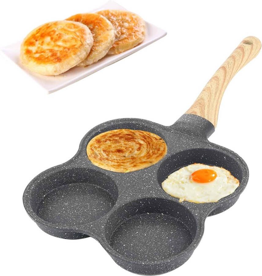 Pannenkoekenpan met 4 gaten pannenkoekenpan spiegeleipan anti-aanbaklaag aluminium pannenkoekenpan 4 gaten oogpan ontbijt hamburgermaker voor gasfornuis