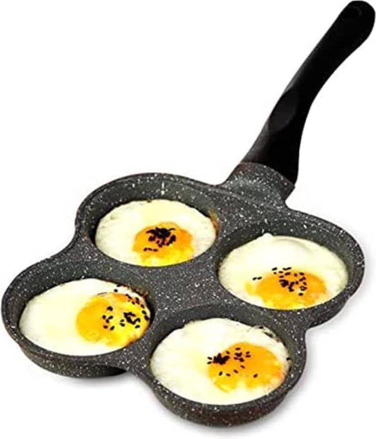 Pannenkoekenpan spiegelei hamburgerpan met handvat 4 eieren pannenkoekenpan anti-aanbaklaag 35 x 18 x 20 cm