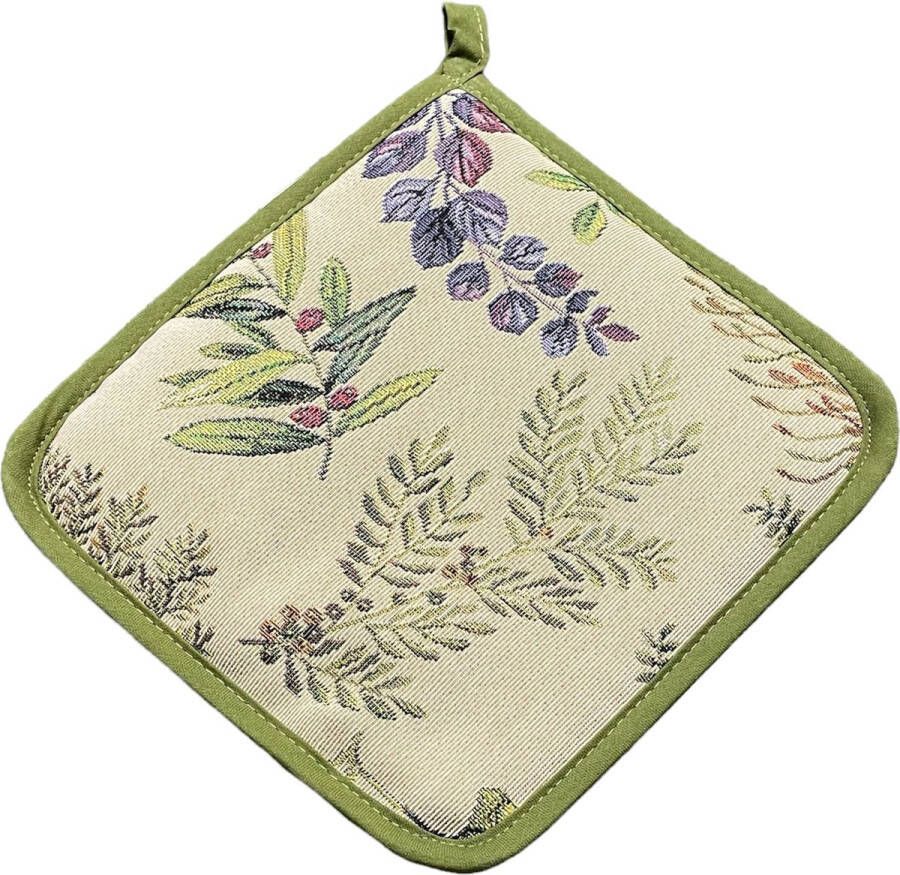 Pannenlap Gobelinstof Green Leaves Groene Bladeren