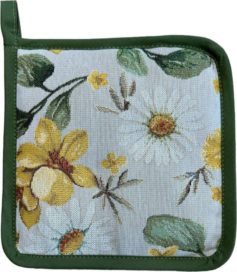 Pannenlap Gobelinstof Solis Gele bloemen Boterbloemen