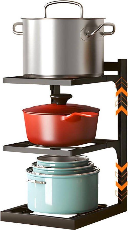 Pannenorganizer 3-tier verstelbare en afneembare pannendekselhouder kastopslag voor dekselhouders bakplaten potten pannendeksels robuuste pannenhouder van robuust roestvrij staal