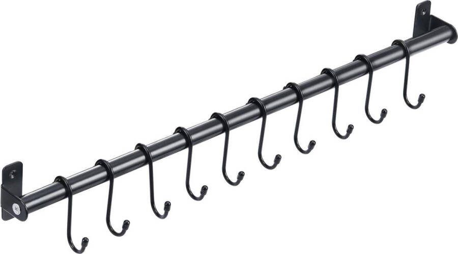 Pannenrek Keuken Rail Pan Hanger Utensil Hangende Barrek Badkamer Handdoekstang Wandgemonteerde Hanger Organizer voor Hangende Messen Pot en Pan Tassen op Woonkamer met 10 Verwijderbare S-haken 570 mm x 1