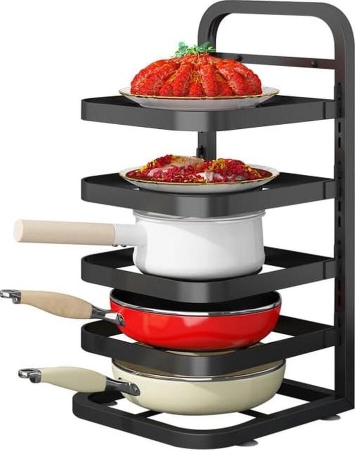 Pannenrek Organizer voor potten en pannen pottenrek onder gootsteenorganizer en opslag organizer voor potten voor het organiseren en bewaren van keuken (5-derden)