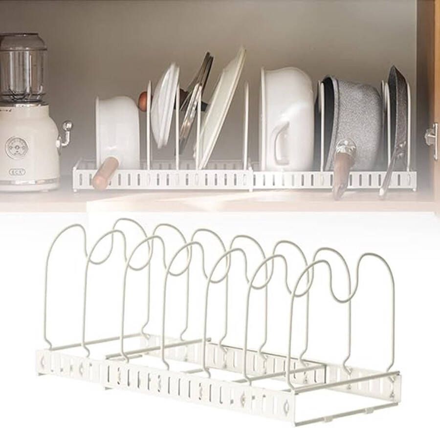 Pannenrek pannenplank pan shelf rack organizer \ Opbergrek