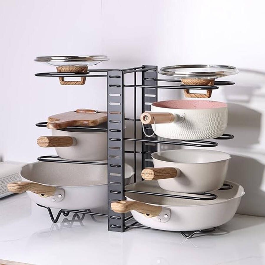 Pannenrek pannenplank pan shelf rack organizer \ Opbergrek