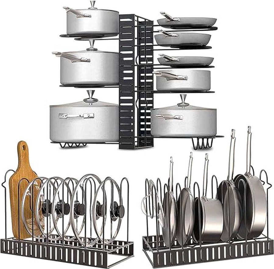 Pannenrek pannenplank pan shelf rack organizer \ Opbergrek