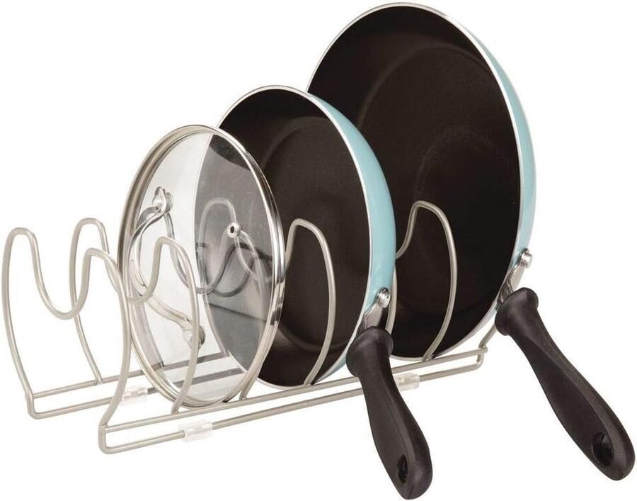 Pannenrek Potten en pannenrek- metalen beugel voor het opbergen van kookgerei vrijstaande standaard voor pannen potten deksels en servies satijn