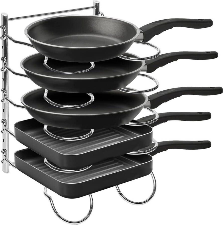 Pannenrekken Pan Organizer Rack en Pot Dekselhouder Stand Opslag Keuken Kast Organizer 5 Tier In Hoogte Verstelbare Tussenverdelers Heavy