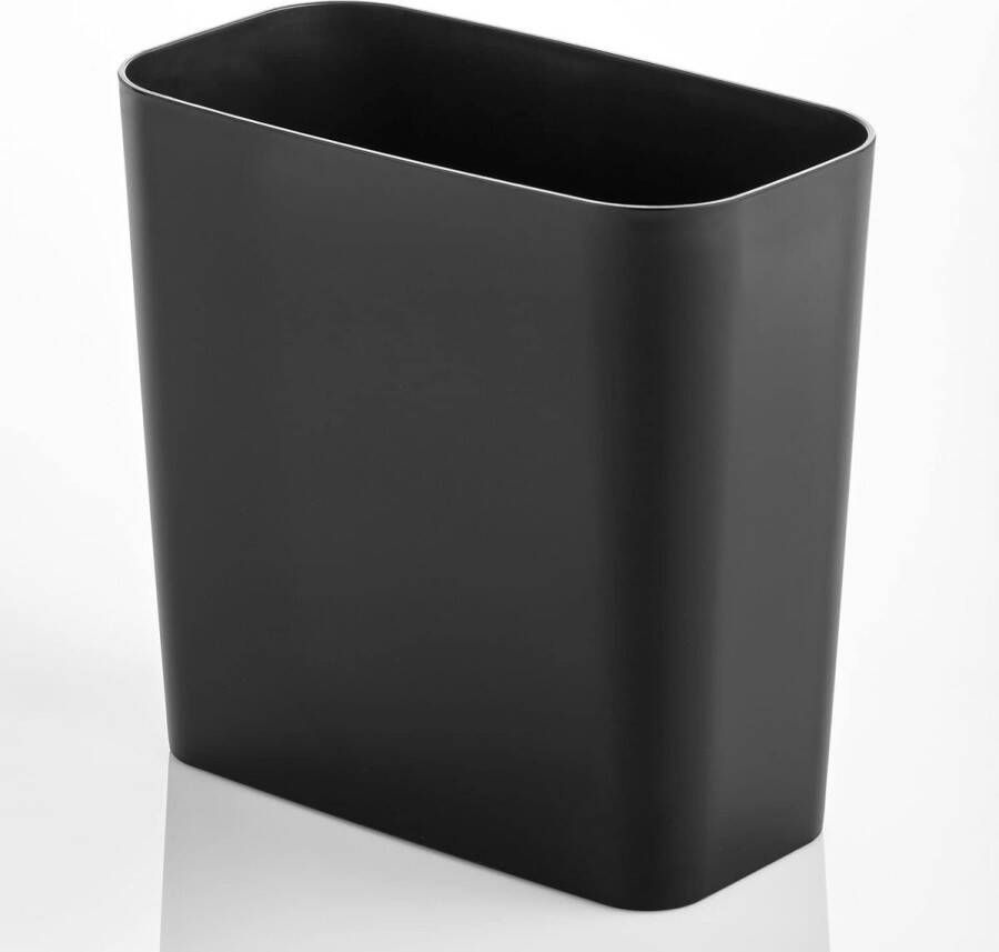 Papierbak – rechthoekige prullenbak in een elegant design – stevige kunststoffen afvalbak geschikt voor in de keuken of de studeerkamer – zwart