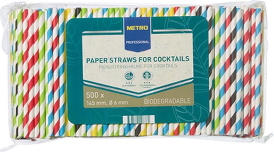 Papieren Rietjes cocktail gekleurd 500 stuks