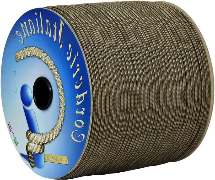 Paracord 550 Type III Basic beige zwart 4 mm dik 30 meter 7 draden 100% Made in Italy
