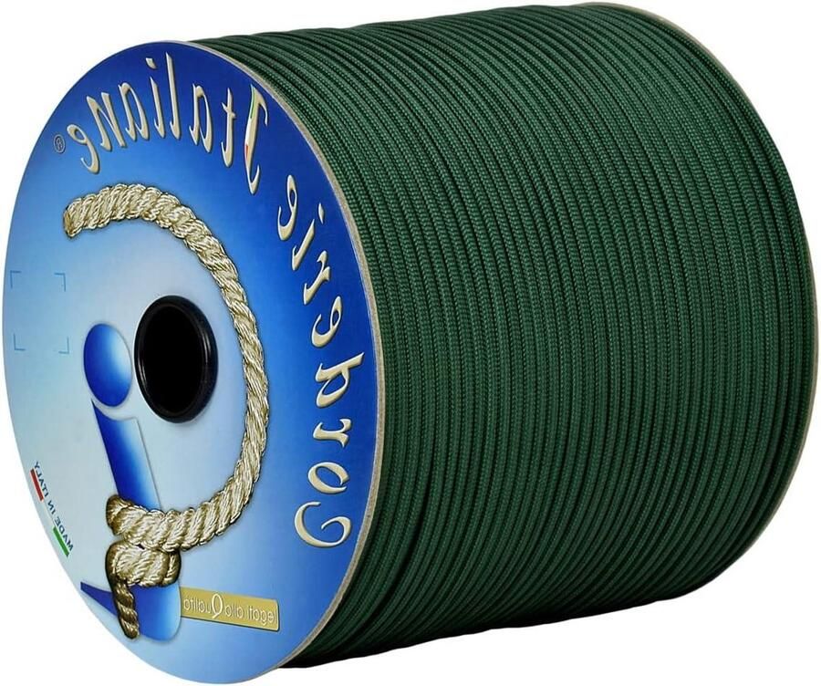 550 Type III Basic donkergroen 4 mm 100 m kern 7 draden 100% Made in Italy 006079156 Paracord touw
