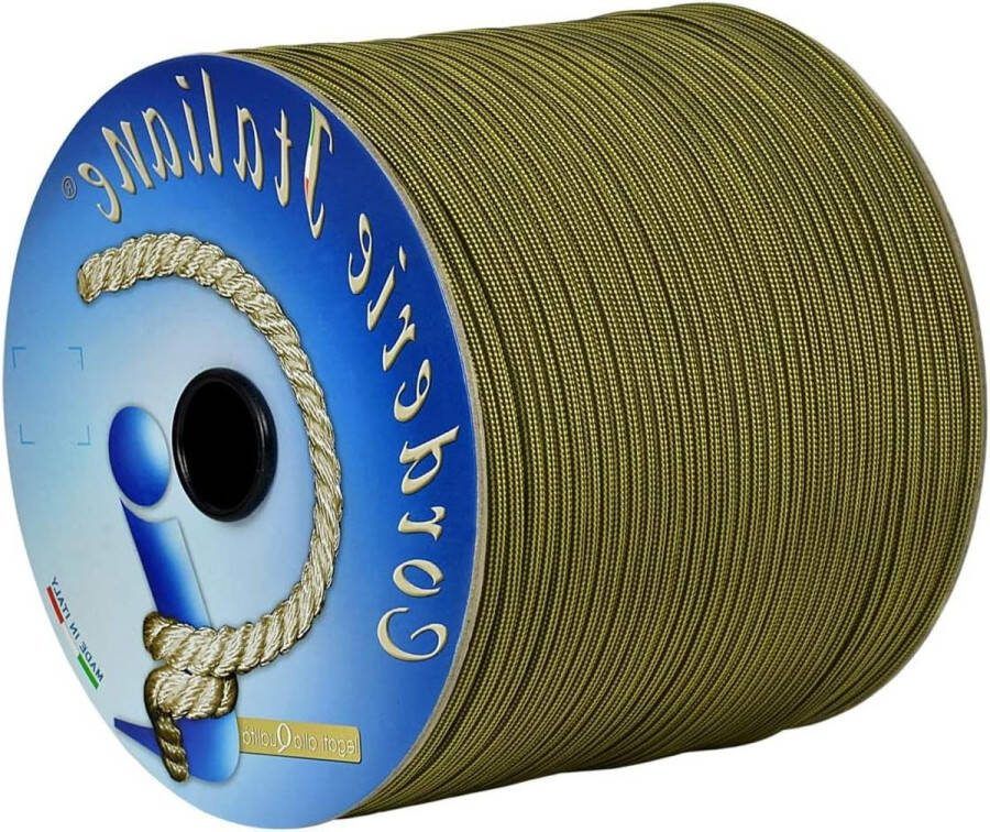 Paracord 550 Type III geel zwart 4 mm 100 m kern 7 draden Made in Italy 100% nylon