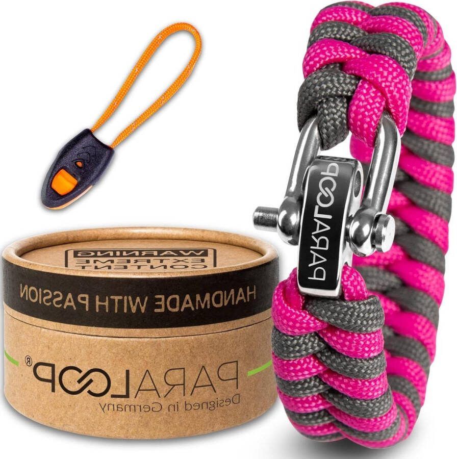 Paracord armband voor vrouwen met signaalfluitje Handgevlochten armband met geschenkdoos Roestvrij stalen sluiting Damesarmbanden