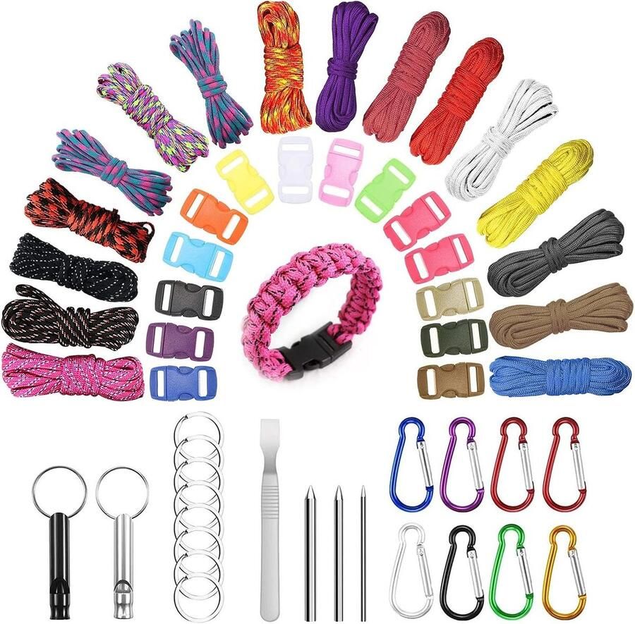 Multifunctioneel Paracord Set 550 Nylon Touw Koorden Voor Outdoor Sport en Doe-het-Zelf Armbanden en Sleutelhanger