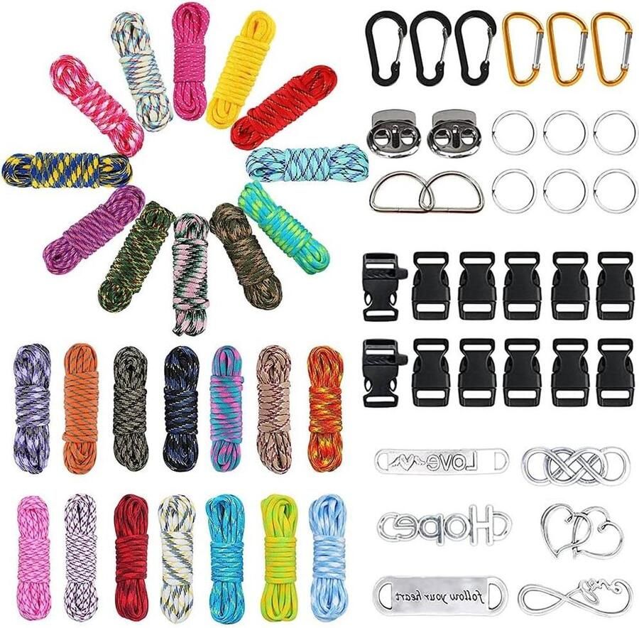 Paracord set kleur nylon touw 550 koord multifunctioneel bevat kabelgesp en naainaalden zelf maken hondenhalsband