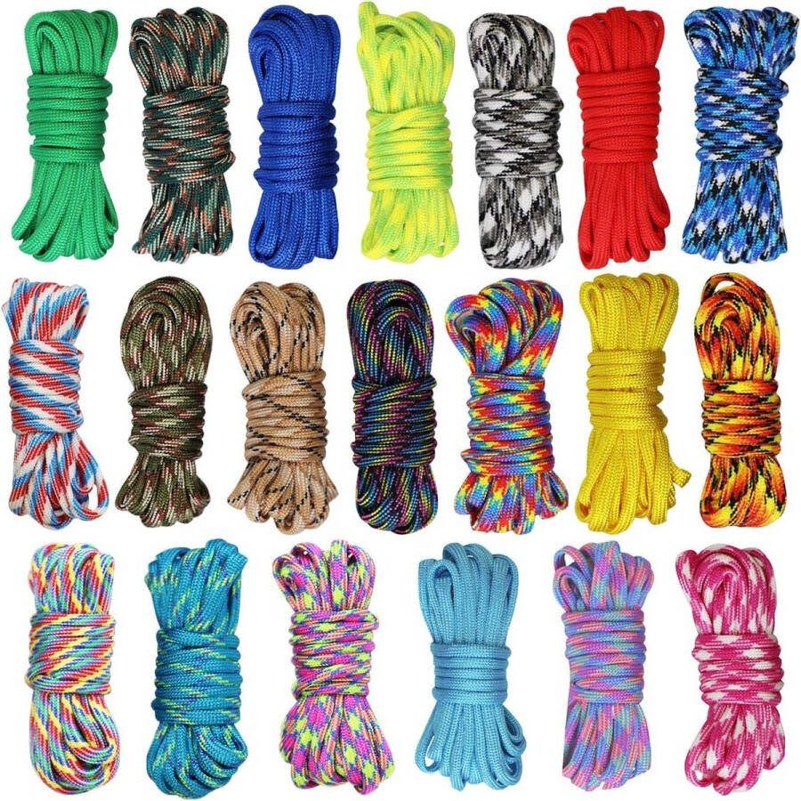 Paracord Set kleurrijk handgemaakt armband sleutelhanger 3 meter 20 stuks