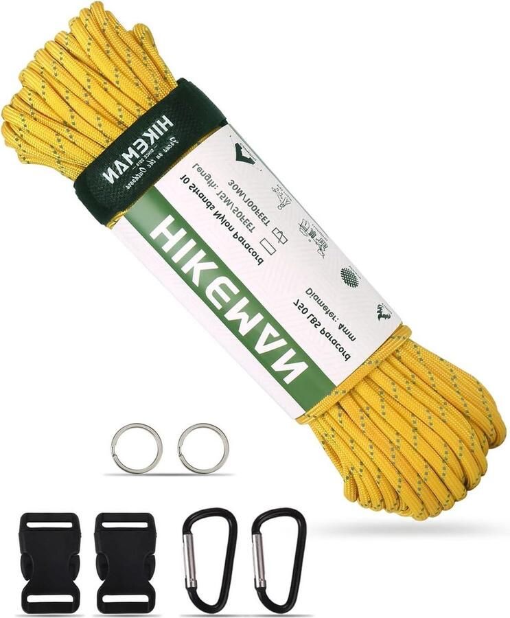 Paracord Survival Rope 10 strengen nylon touw scheurbestendig parachutekoord outdoor survival camping armband koord 30 m geel
