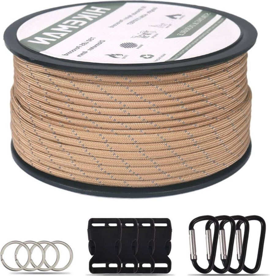 Paracord Survival Rope 60 m 10 strengen Nylon Touw Outdoor Survival Camping Armband Koord Kaki
