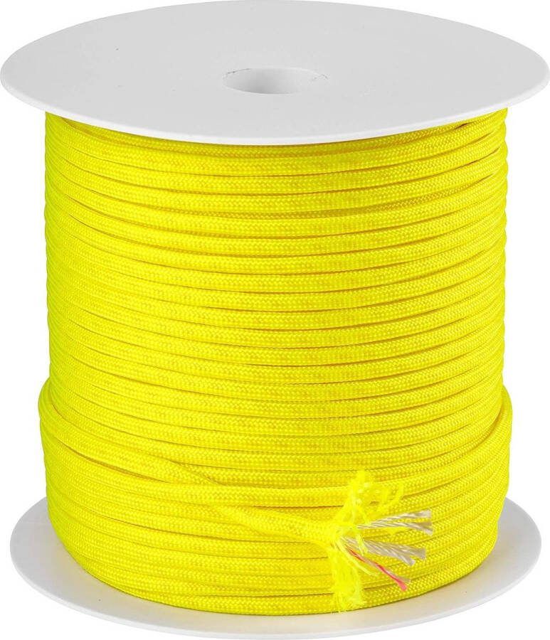 Paracord touw 100 meter spoel 550 koord neon geel 250 kg draagvermogen