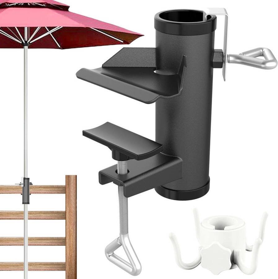 Parapluhouder balkonreling parasolhouder balkonreling parasolhouder balkon Kan worden gemonteerd op balkons stoelen stands balustrades (zwart)