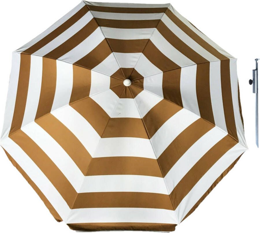 Parasol Goud wit D160 cm incl. draagtas parasolharing 49 cm