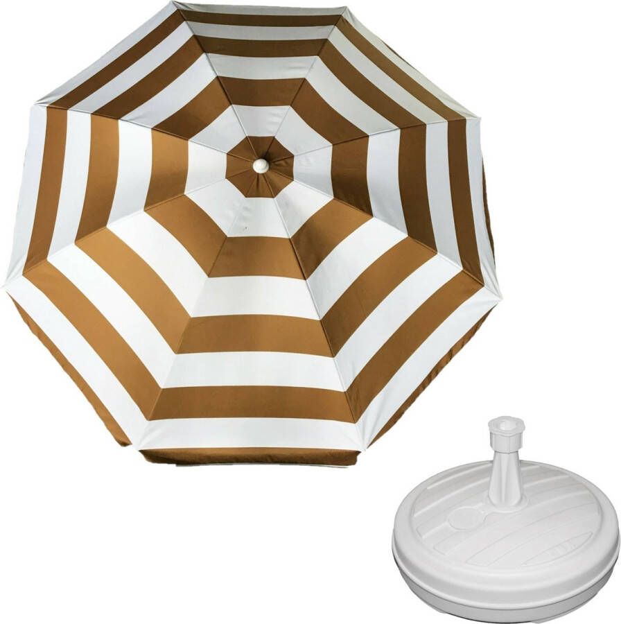 Parasol Goud wit D160 cm incl. draagtas parasolvoet 42 cm